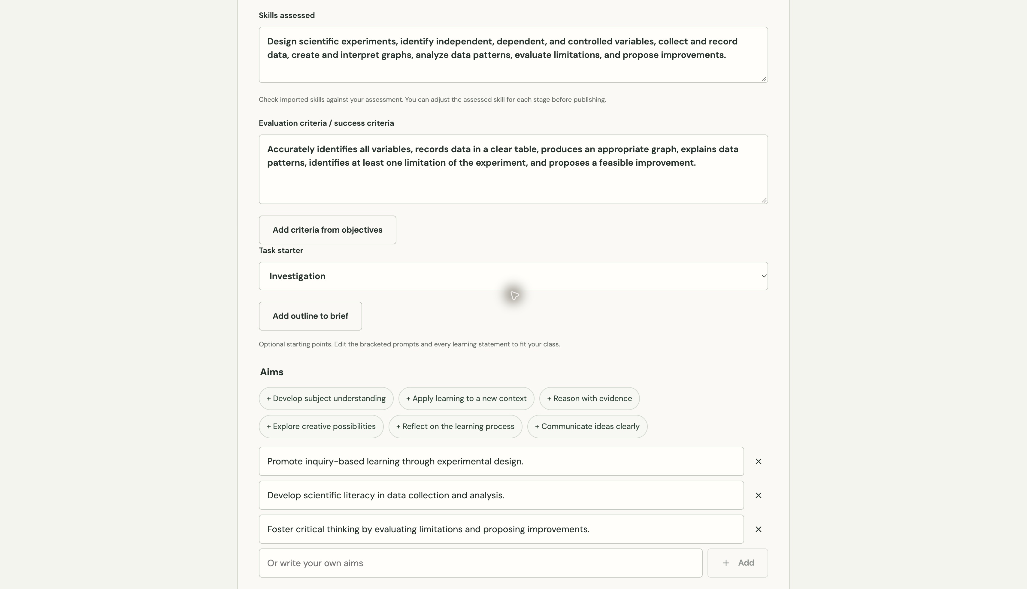 PACT screen: These editable fields were filled from a fictional questions-only worksheet.